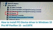How to install PCI Device driver software for Realtek PCIE CardReader in HP Pavilion 15 - au118TX