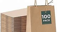 GSSUSA 100 Pack Paper Gift Bags 5.25x3.75x8'' Small Paper Bags with Handles Bulk, Brown Kraft Paper Bags for Small Business, Sturdy Grocery Retail Shopping Bags, Birthday Party Favor Bags, Craft Bags