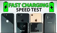 iPhone 8 vs S8 vs iPhone 7 vs S7 vs Pixel XL - FAST CHARGING SPEED TEST!