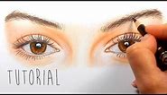 Tutorial | How to draw, color realistic eyes with colored pencils - step by step | Emmy Kalia