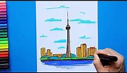 How to draw CN Tower Toronto, Canada