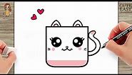 How to Draw a Cute Kitty Cat Mug | Cute Cup Drawing Easy @CuteEasyDrawings