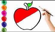 Apple Drawing, Painting and Coloring for Kids & Toddlers | Kids Art | How To Draw Apple ?
