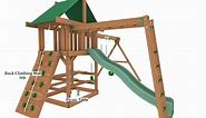 Creative Playthings Clayton Pack 2 Wooden Swing Set (Made in The USA), Kids Climbing Wall, Playground Swings and Slide, Picnic Table & Monkey Bars 18 x 16 x 11 ft