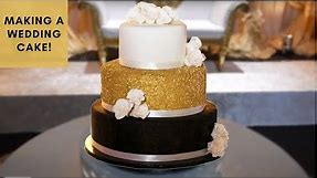 Black, White & Gold Wedding Cake