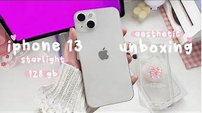 iphone 13 starlight (128 gb) 🎀 unboxing in 2023 ☁ + accessories & camera test ♡