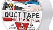 XFasten Super Strong Duct Tape, White, 3" x 30 Yards, Waterproof Duct Tape for Outdoor, Indoor, School and Industrial Use