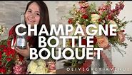 How to DIY a Champagne Bottle Flower Arrangement