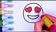 How to Draw and Paint the "Smiling Face with Heart-Eyes" Emoji 🎨😍 Easy Tutorial for Kids & Toddlers