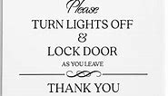 Turn Lights Off and Lock Door Sign (White Acrylic 5 x 3.5 in) - Turn Off the Lights Sign - Airbnb Essentials for Hosts Signs - Airbnb Signs - Vrbo Signs
