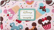 Amazon.com: Loungefly Disney Mickey y Minnie Mouse Sweets Flap Wallet, Rosado, Billetera plegable