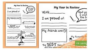 My Year in Review Writing Template