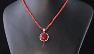 Steel Red Onyx Red Quartzite Pendant Necklace Gift In