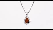 Peora Created Black Opal Pendant Necklace in Sterling Silver, Antique Solitaire Design