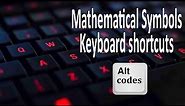 Mathematical Symbols keyboard shortcuts