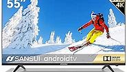SANSUI ES55S1UA, 55 inch 4K UHD HDR Smart LED Android TV with Google Assistant, Screen Share, USB, HDMI(2021 Model)