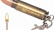 Permanent Match Bullet Metal Keychain Quick Clip, Reusable Survival Fire Starter Lighter, Emergency Waterproof Striker Stick Kit