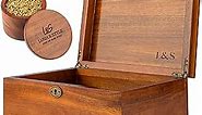 LUSH & STYLE Home Decorative storage wooden box with hinged lid and locking key Large 11X9X5 Keepsake Storage Box Perfect for Jewelry, Baby Gifts Or Weddings, Decorative Box, Memory Box or Wood Box