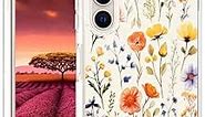 Case Compatible for Samsung Galaxy S23 Cute Flower Floral Clear for Women Designer Girls, Phone Case Design Compatible with Samsung Galaxy S23 (Yellow Wild Flowers and Plants)