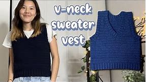 Crochet V-Neck Sweater Vest Tutorial & Free Written Pattern