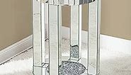 SHYFOY Mirrored End Table Round with Crystals Inlay, 2-Tier Modern Small Sofa Table with Storage, Silver Accent Table for Living Room, Bedroom, Coffee, and Small Spaces