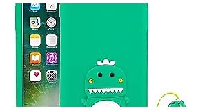MEGANTREE Cute iPhone 6 Plus Case, iPhone 6s Plus Case, iPhone 7 Plus Case, iPhone 8 Plus Case, Green Dinosaur Funny Animals 3D Cartoon Soft Silicone Shockproof Back Cover for Girls Boys Kids Women