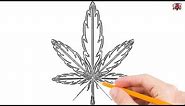 How to Draw a Weed Leaf Step by Step Easy for Beginners/Kids – Simple Leaves Drawing Tutorial