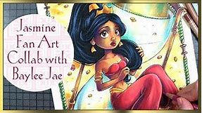 Collaboration with Baylee Jae ♦ Disney Jasmine fan art Copic Marker and pencils Artwork ♦ By sakuems