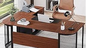 Tribesigns 63" Executive Desk with 31" File Cabinet, L-Shaped Office Desk with Drawer and Storage Shelves, Large Computer Desk Workstation Business Furniture Set for Home Office