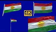 Kurdistan flag green screen 4k