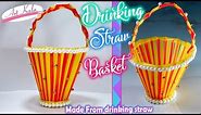 How to make basket from drinking straw | straw craft | DIY | Artkala