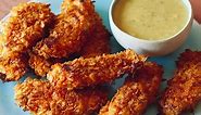 Potato Chip-Crusted Chicken Strips with Honey Mustard Dipping Sauce