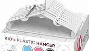 Sharpty Kids Plastic Hangers, Children's Hangers for Baby, Toddler, and Child Clothes - Everyday Standard Use - Ideal for Boys and Girls Closet, Clothing, Pants, Coats, and More - White, 40 Pack