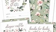 Hat Acrobat Set of 25 Floral Wreath Baby Shower Invitations, Diaper Raffle Tickets and Baby Book Request Cards with Envelopes | It's a Girl! Blush Pink Boho Baby Shower Invitations for Girl (25)