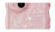 Caseative Glitter Shell Pattern Bling Sparkling Curly Wave Frame Clear Soft Compatible with iPhone Case (Pink,iPhone X/Xs)