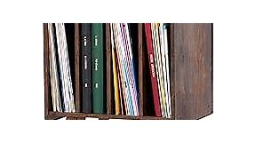 Record Player Stand,Vinyl Record Storage Table with 4 Cabinet Up to 100 Albums,Mid-Century Turntable Stand with Wood Legs,Brown Vinyl Holder Display Shelf for Bedroom Living Room (Patented)