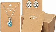 joycraft 100Pcs Kraft Earring Cards Necklace Display Cards,Brown Paper Ear Studs Display Cards,Personalized Jewelry Cards for Selling,Hanging Earring and Necklace,DIY Crafts,and Retail(3.5"x2.4")