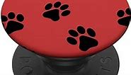 Black Dog Paws Phone Pop Up Holder Button Cute Red Paw Print PopSockets PopGrip: Swappable Grip for Phones & Tablets PopSockets Standard PopGrip