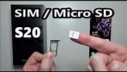 Samsung Galaxy S20 / S20+ / S20 Ultra 5G How to Insert or Remove SIM Card & Micro SD