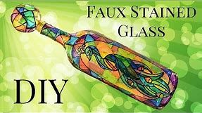 Faux Stained Glass Wine Bottle DIY Using Food Coloring