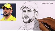 Draw of Sketches Ms Dhoni Drawing | howtodraw ms dhoni from Indian cricket player