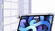 DTTOCASE for iPad Air Case 5th / 4th Generation 10.9 Inch (2022/2020),iPad Pro 11 Inch Case with Transparent Back Cover[Built-in Pencil Holder,Auto Sleep/Wake,Camera Protection]-Blue Purple