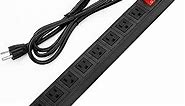 BTU Power Strip Surge Protector Rack-Mount PDU, 8 Right Angle Outlets Wide-Spaced, Mountable Power Strip Heavy Duty for Server Racks, Commercial, 300J (Black 6FT)