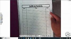 Science Notebook- Table of Contents