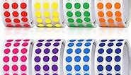 8000 Pieces 1/4 Inch Round Color Coding Labels Roll Solid Colors Dot Stickers Adhesive Colored Circle Stickers for Inventory Organize, File Classification, 8 Colors
