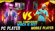 Pc player vs Mobile player Full Comparison which is best -Garena free fire