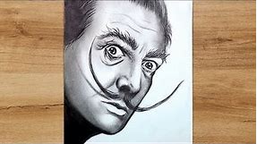 How to Draw Salvador Dali Step by Step With Pencil | Salvador Dali Portrait Sketch