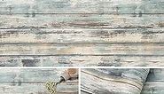 Arthome Blue Rustic Wood Paper 17''x120'' Self-Adhesive Removable Peel and Stick Wallpaper Vinyl Decorative Wood Plank Film Vintage Wall Covering for Furniture Easy to Clean Wooden Grain Paper
