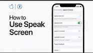 How to use Speak Screen on iPhone, iPad, and iPod touch — Apple Support