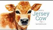 JERSEY COW WATERCOLOR PAINTING| How to Paint a Jersey Cow Using Watercolor, Working with Layers